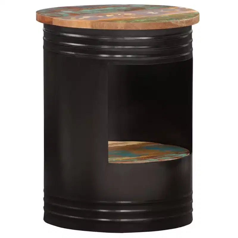 vidaXL Table basse Table d'appoint en forme de bol avec base en acier Bois massif de récupération