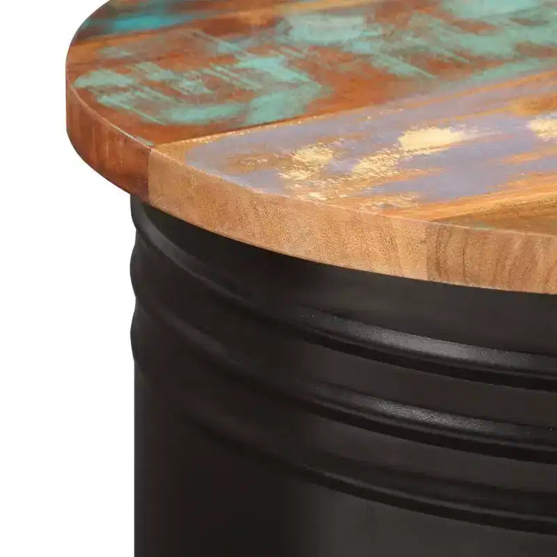 vidaXL Table basse Table d'appoint en forme de bol avec base en acier Bois massif de récupération