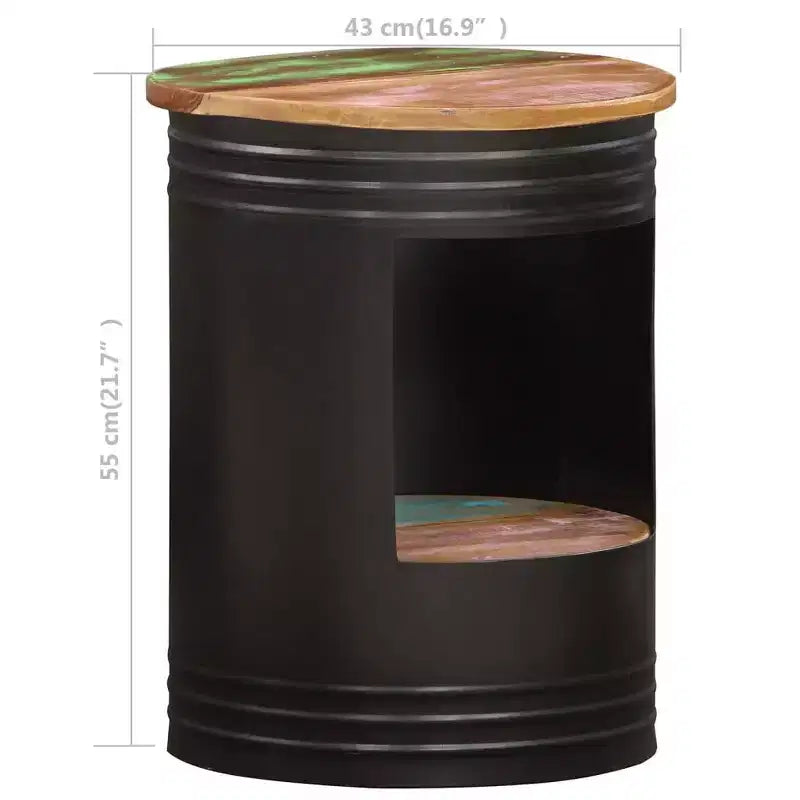 vidaXL Table basse Table d'appoint en forme de bol avec base en acier Bois massif de récupération