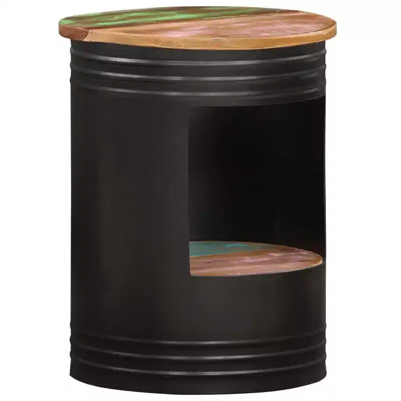 vidaXL Table basse Table d'appoint en forme de bol avec base en acier Bois massif de récupération