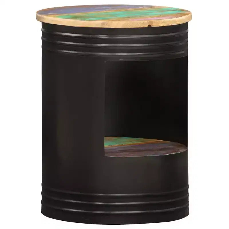 vidaXL Table basse Table d'appoint en forme de bol avec base en acier Bois massif de récupération