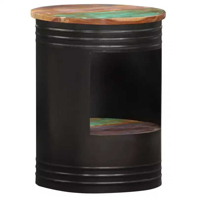 vidaXL Table basse Table d'appoint en forme de bol avec base en acier Bois massif de récupération
