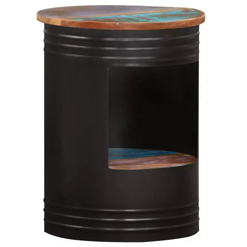 vidaXL Table basse Table d'appoint en forme de bol avec base en acier Bois massif de récupération