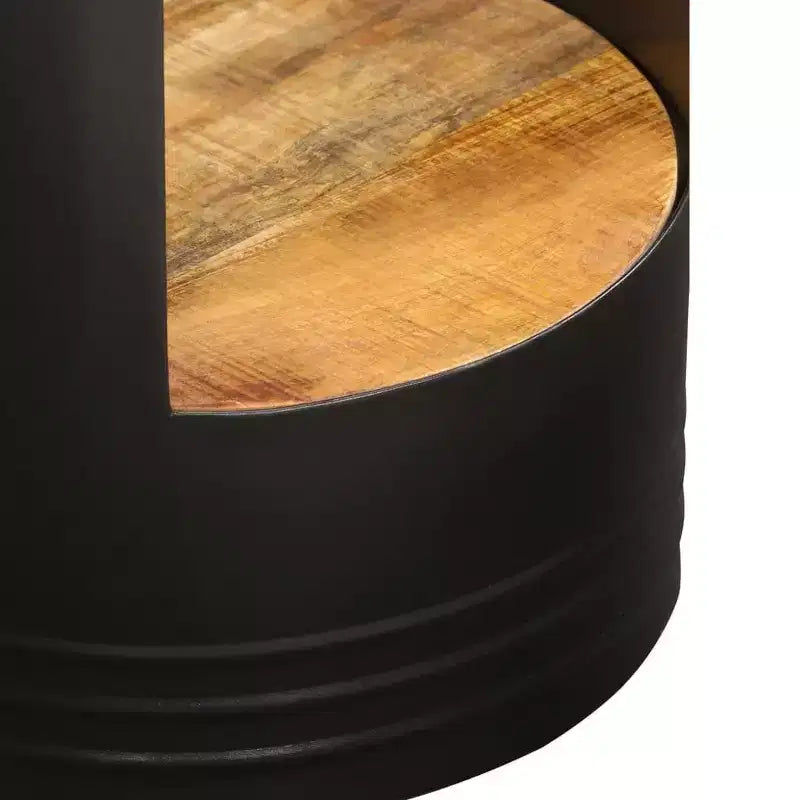 vidaXL Table basse Table d'appoint en forme de bol avec base en acier Bois massif de récupération