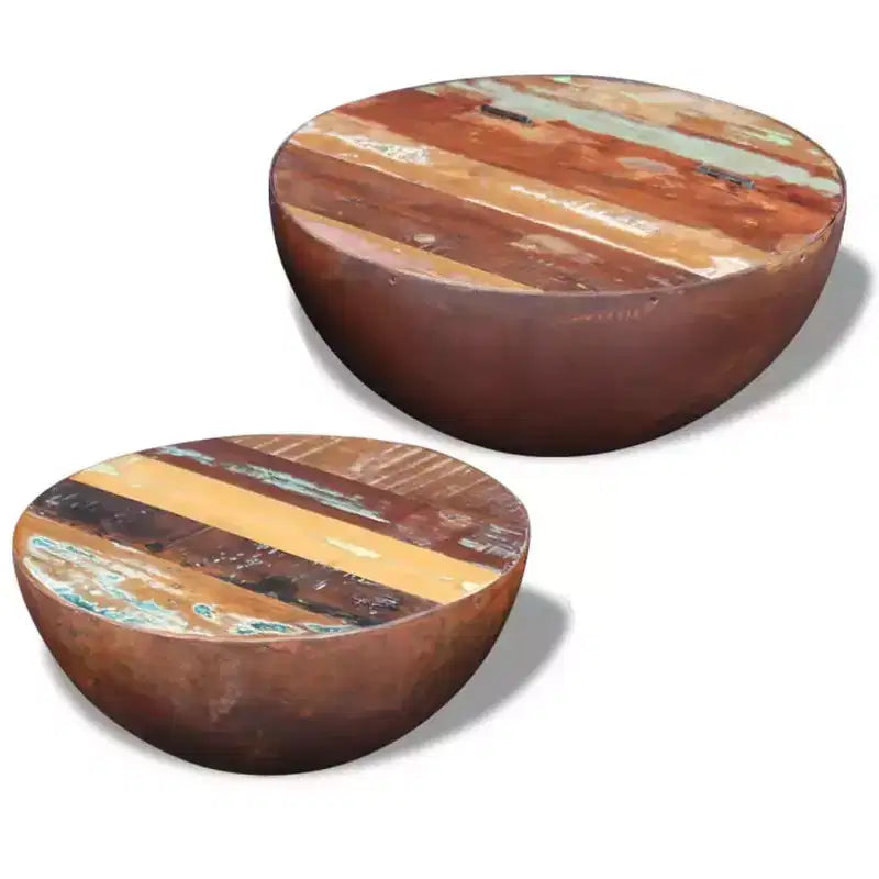 vidaXL Table basse Table d'appoint en forme de bol avec base en acier Bois massif de récupération