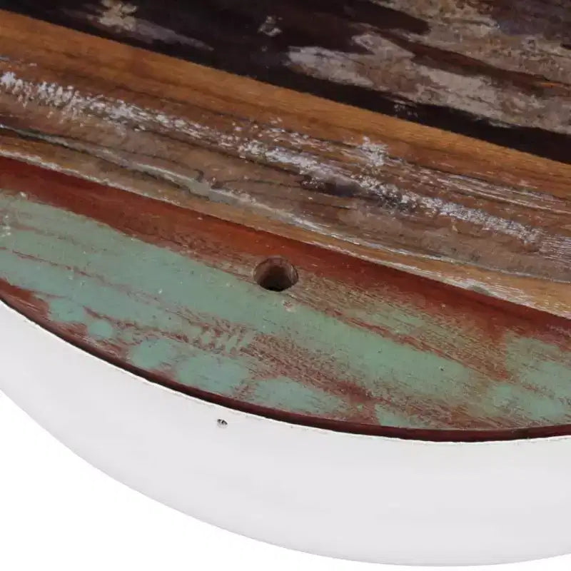 vidaXL Table basse Table d'appoint en forme de bol avec base en acier Bois massif de récupération