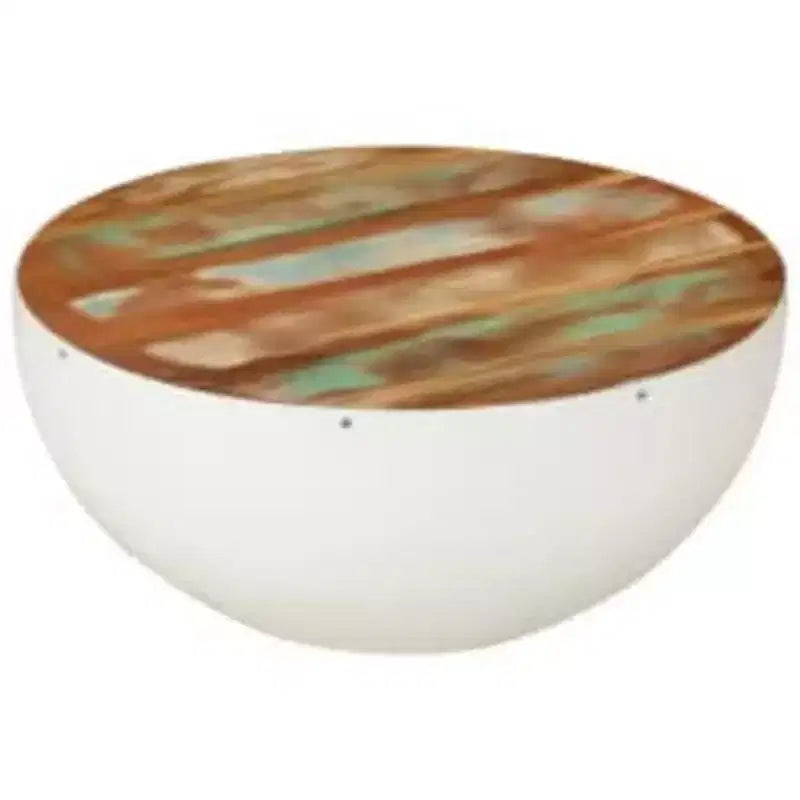 vidaXL Table basse Table d'appoint en forme de bol avec base en acier Bois massif de récupération