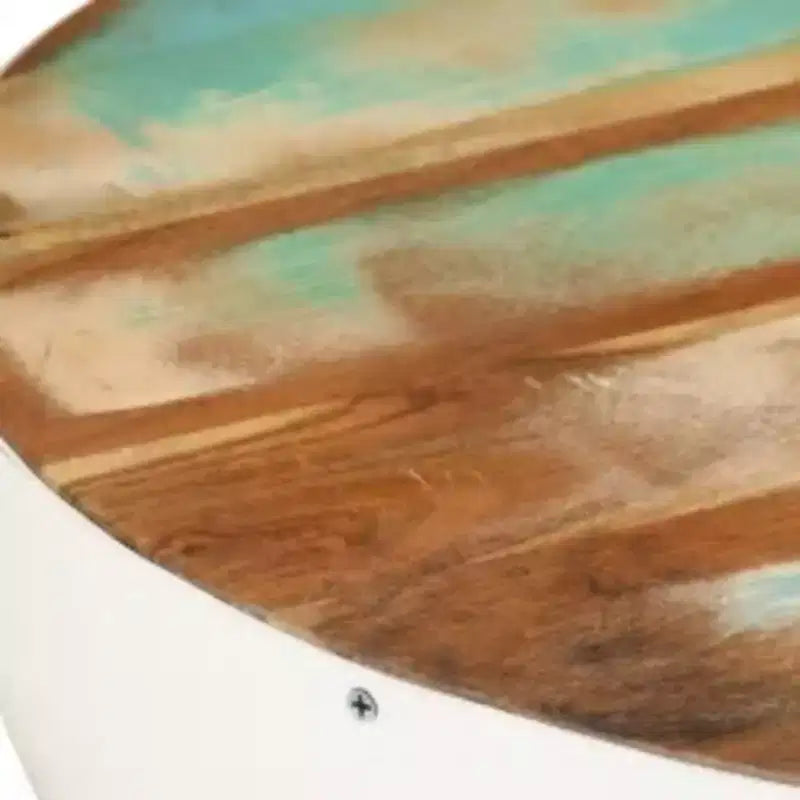 vidaXL Table basse Table d'appoint en forme de bol avec base en acier Bois massif de récupération
