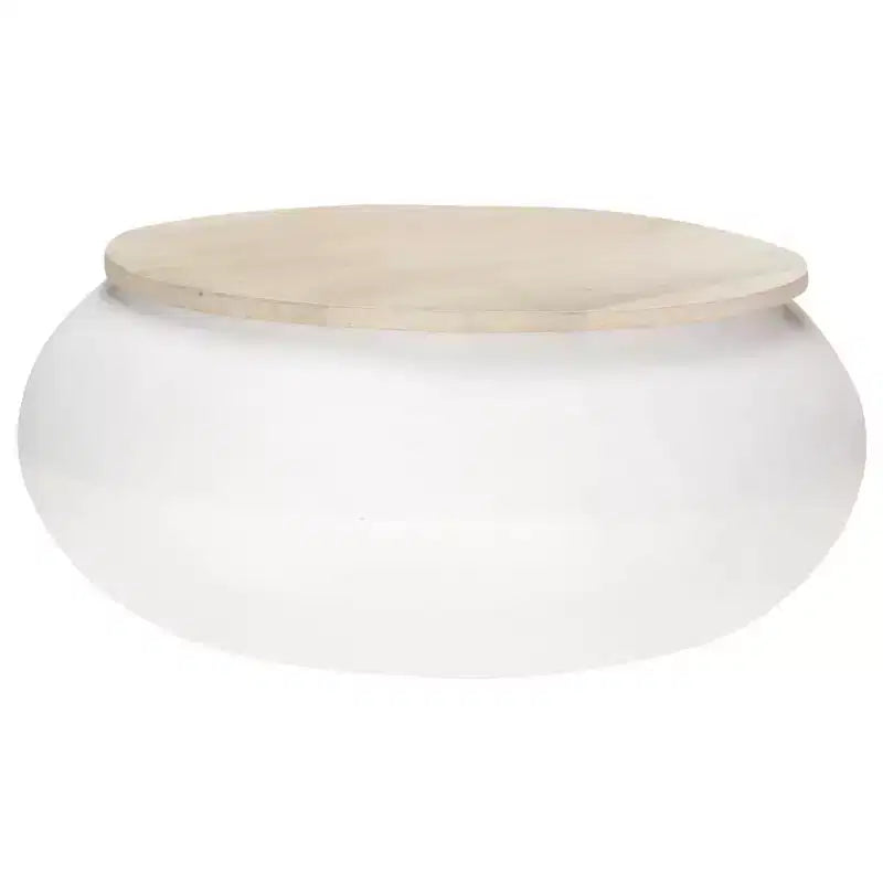 vidaXL Table basse Table d'appoint en forme de bol avec base en acier Bois massif de récupération