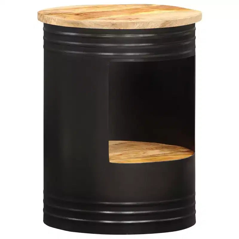 vidaXL Table basse Table d'appoint en forme de bol avec base en acier Bois massif de récupération