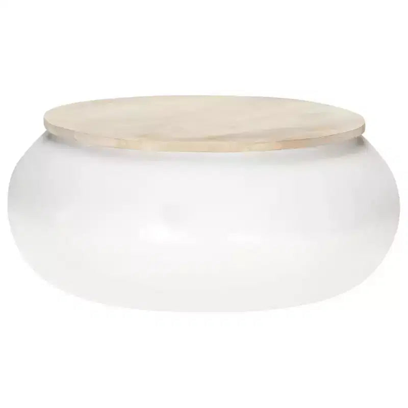 vidaXL Table basse Table d'appoint en forme de bol avec base en acier Bois massif de récupération