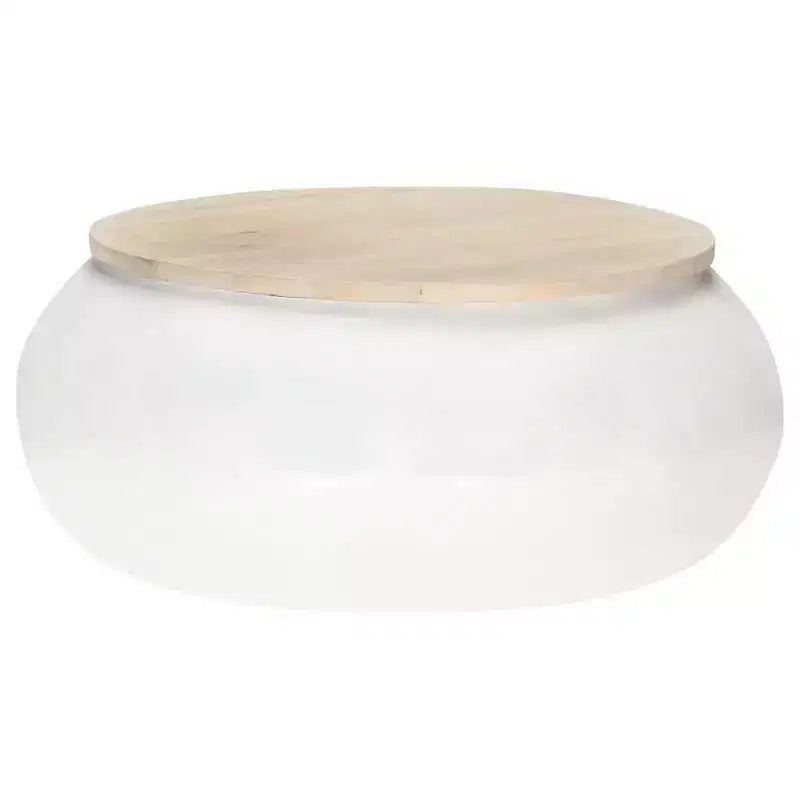 vidaXL Table basse Table d'appoint en forme de bol avec base en acier Bois massif de récupération