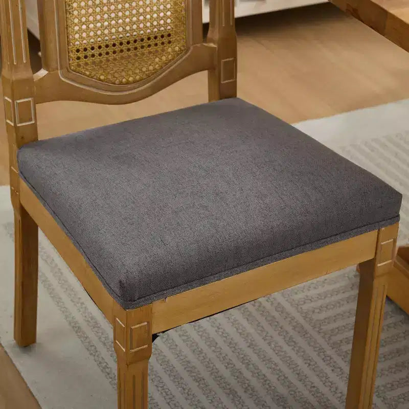 TUYOHW Lot de 2 chaises Louis, chaises d'appoint avec dossier en rotin style français, pieds en bois d'hévéa massif, revêtement en lin doux, capacité de 136 kg
