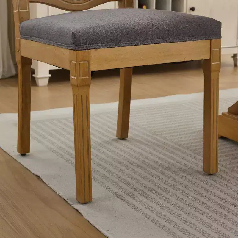 TUYOHW Lot de 2 chaises Louis, chaises d'appoint avec dossier en rotin style français, pieds en bois d'hévéa massif, revêtement en lin doux, capacité de 136 kg