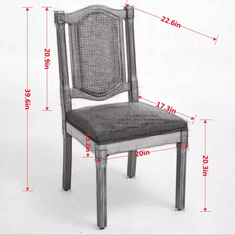 TUYOHW Lot de 2 chaises Louis, chaises d'appoint avec dossier en rotin style français, pieds en bois d'hévéa massif, revêtement en lin doux, capacité de 136 kg
