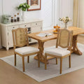 TUYOHW King Louis Chairs Set of 2,Rattan Back French Decor Side Chairs with Solid Rubberwood Legs,Soft Linen Upholstery,300lbs Capacity