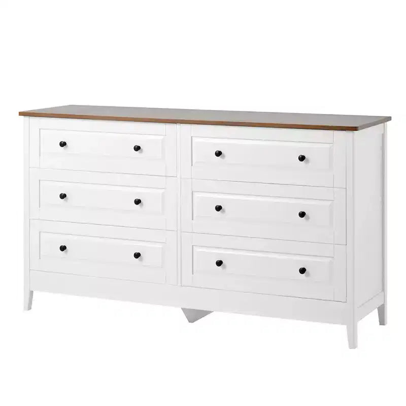AEELLEEA Chest of Drawers 6 Drawer Organizer Storage Chest Cabinet for Bedroom Living Room Hallway Entryway White