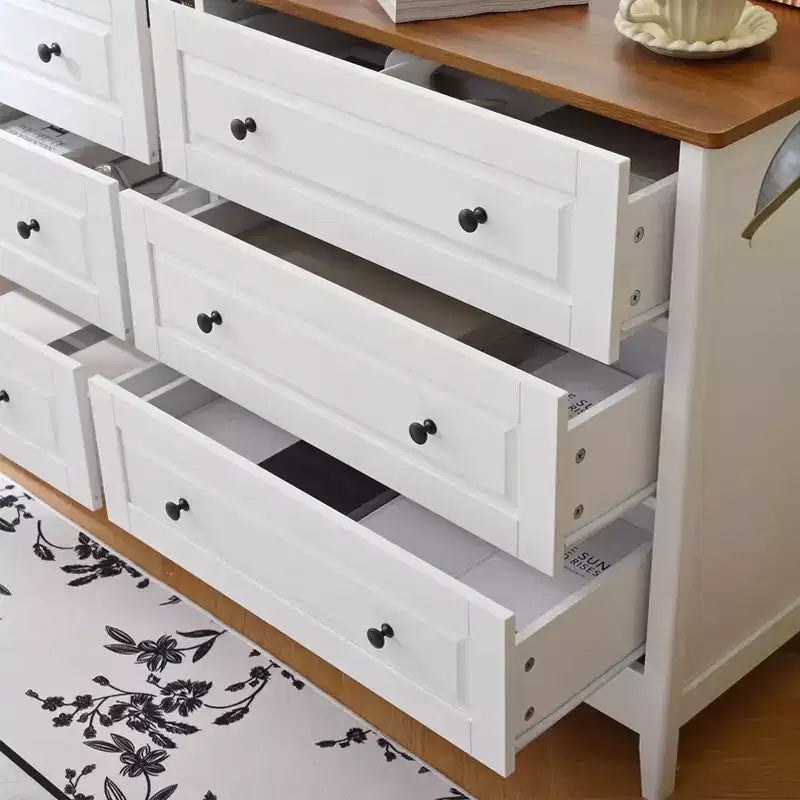Commode AEELLEEA 6 tiroirs, meuble de rangement pour chambre, salon, couloir, entrée, blanc
