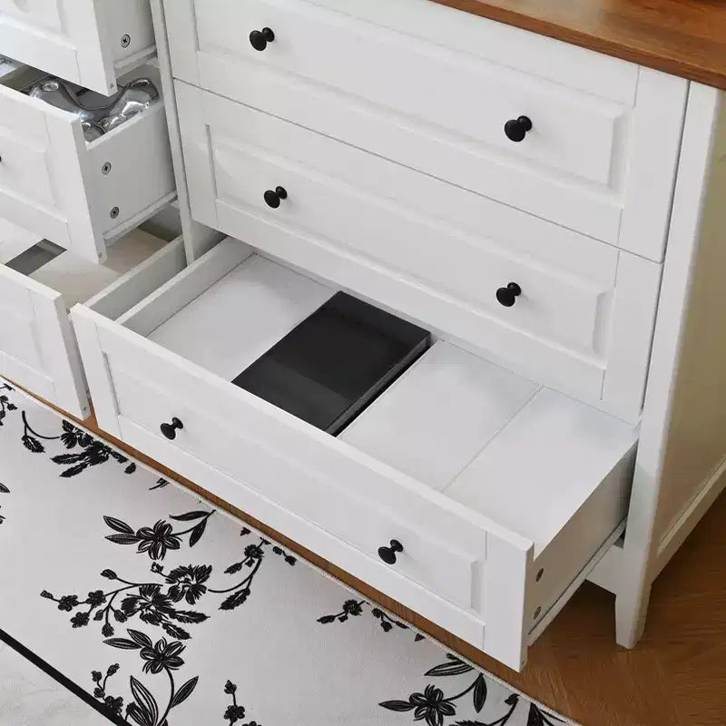 Commode AEELLEEA 6 tiroirs, meuble de rangement pour chambre, salon, couloir, entrée, blanc
