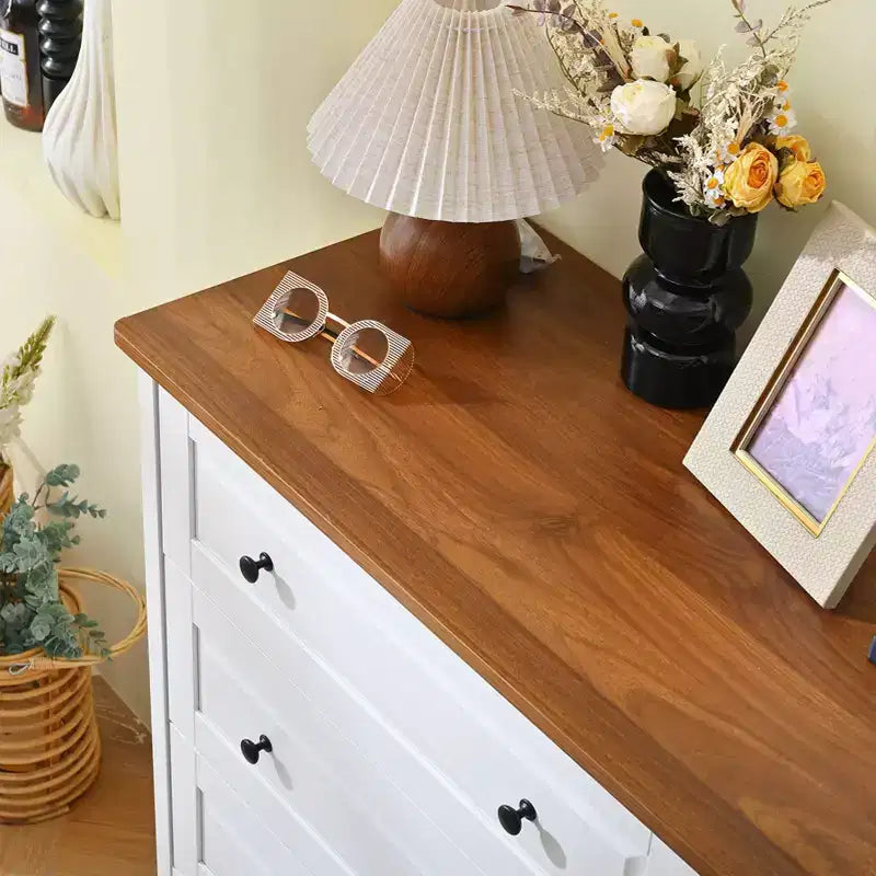 Commode AEELLEEA 6 tiroirs, meuble de rangement pour chambre, salon, couloir, entrée, blanc