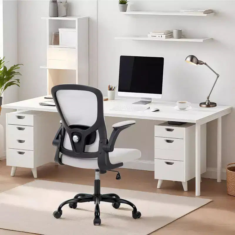 Mesh Office Chair with Adjustable Lumbar Support, -Up Armrest Rolling Work Chair, Comfy Computer Chair Gray