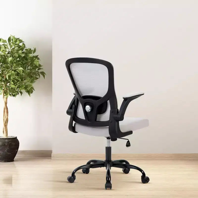 Chaise de bureau en maille avec support lombaire réglable, accoudoirs relevables, chaise de travail roulante, chaise d'ordinateur confortable grise