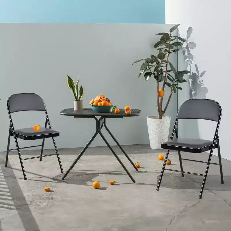Chaise de salle à manger en cuir PU TUYOHW avec assise et dossier rembourrés, chaises pliantes sans accoudoirs avec structure métallique pour événements intérieurs et extérieurs, fêtes