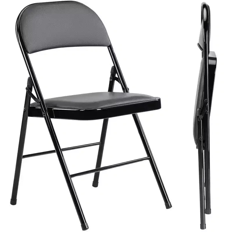 TUYOHW PU Leather Dining Chair with Padded Seat & Back,Armless Folding Chairs with Metal Frame for Indoor Outdoor Events,Party