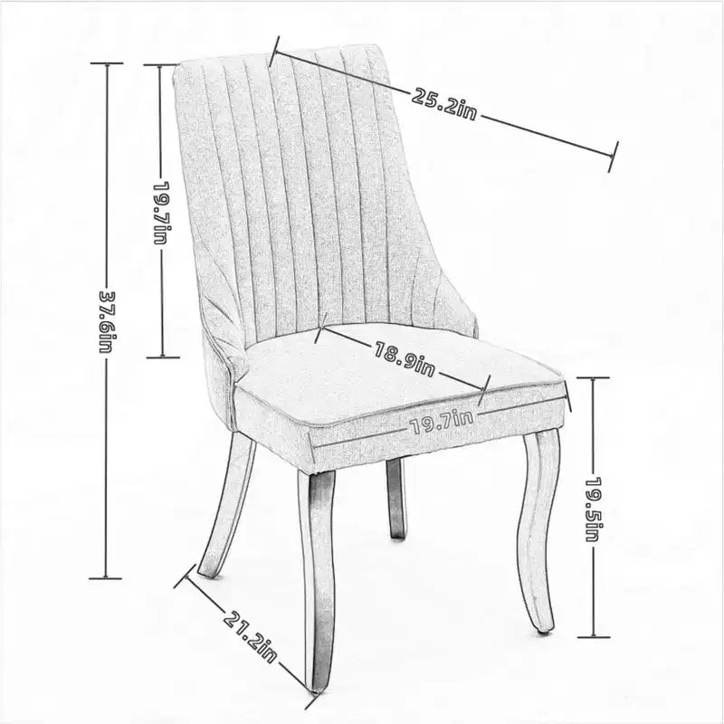Lot de 2 chaises de salle à manger, chaise de salle à manger rembourrée avec haut dossier, éponge haute densité, structure triple élastique, chaise de salle à manger de cuisine