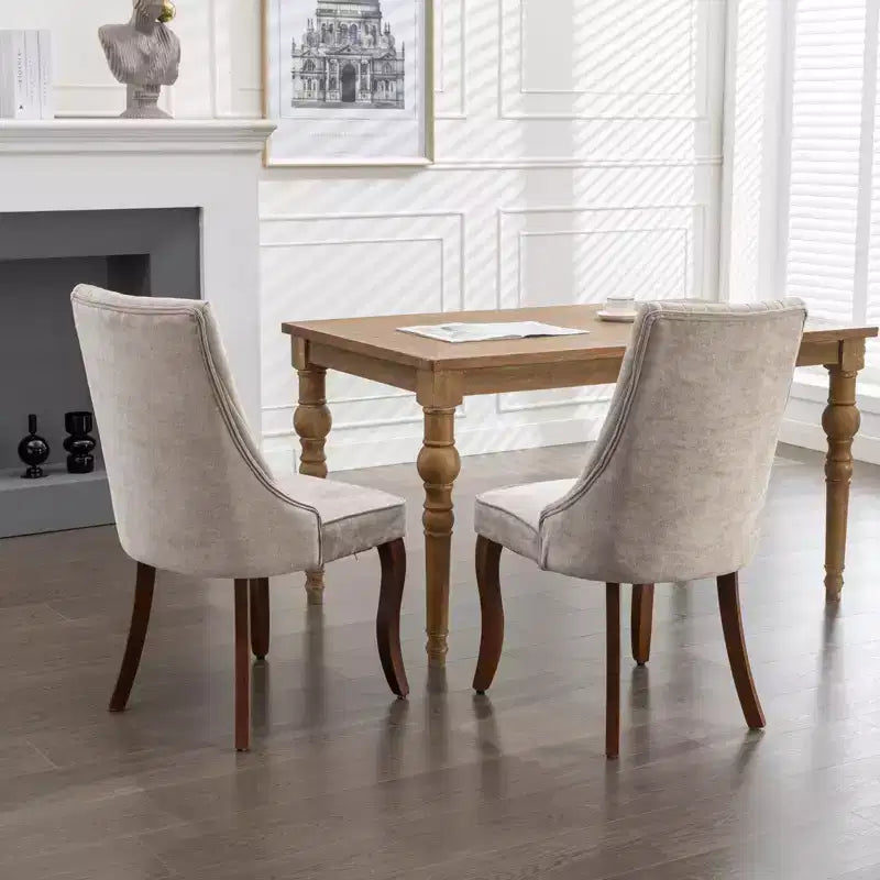 Lot de 2 chaises de salle à manger, chaise de salle à manger rembourrée avec haut dossier, éponge haute densité, structure triple élastique, chaise de salle à manger de cuisine