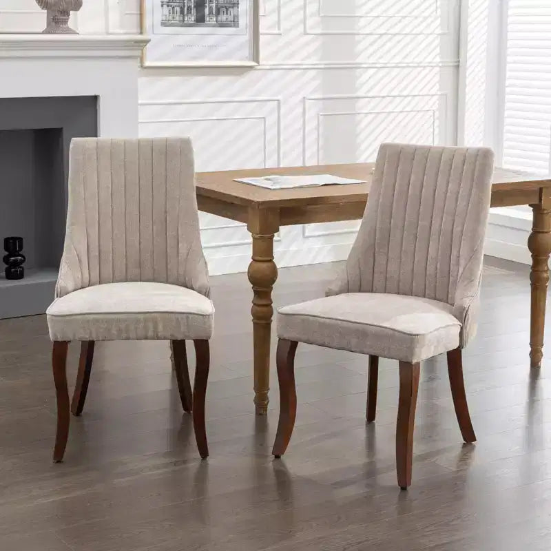 Lot de 2 chaises de salle à manger, chaise de salle à manger rembourrée avec haut dossier, éponge haute densité, structure triple élastique, chaise de salle à manger de cuisine