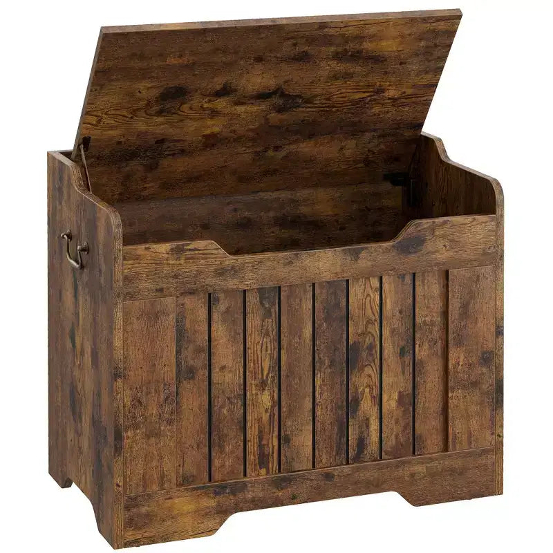 Banc de rangement en bois avec charnière de sécurité, 100 cm – Capacité 160 kg – Coffre de rangement à couvercle pour entrée, salon ou chambre à coucher