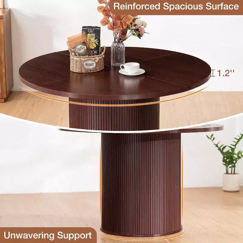 Hommpa Table de salle à manger ronde 48" - Bois d'hévéa robuste, style moderne rustique, 4 à 6 places
