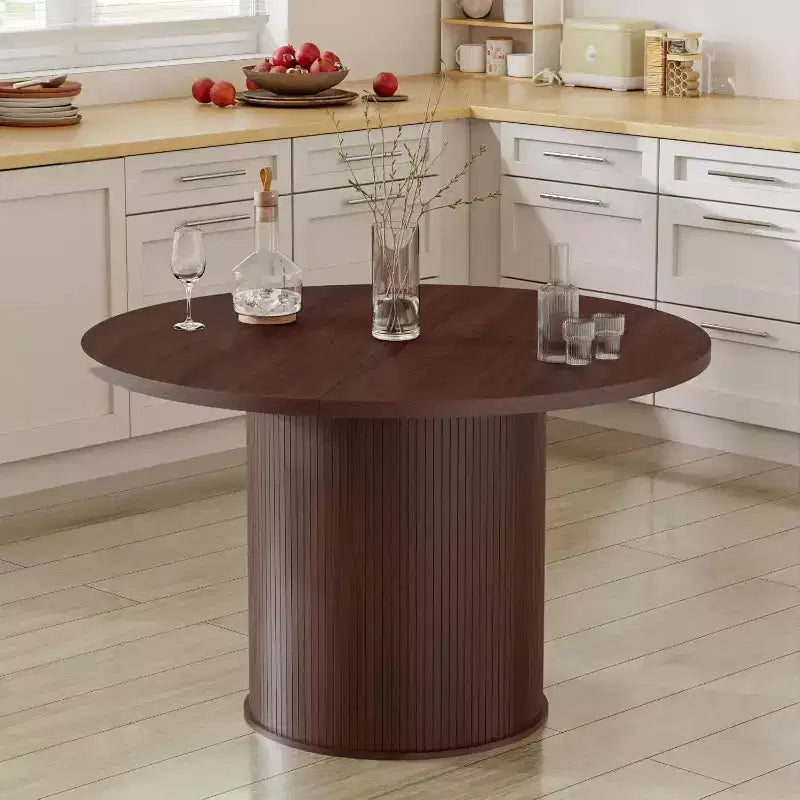 Hommpa Table de salle à manger ronde 48" - Bois d'hévéa robuste, style moderne rustique, 4 à 6 places
