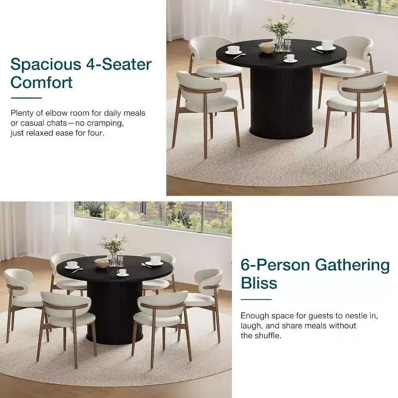 Hommpa Table de salle à manger ronde 48" - Bois d'hévéa robuste, style moderne rustique, 4 à 6 places