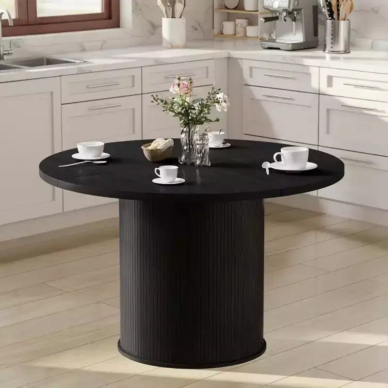 Hommpa Table de salle à manger ronde 48" - Bois d'hévéa robuste, style moderne rustique, 4 à 6 places