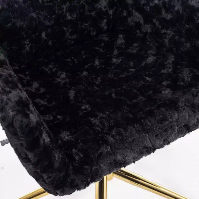 Chaise de bureau chic TUYOHW, chaise de vanité en poil de lapin artificiel, chaise de bureau pivotante à 360° avec base en métal doré, chaise d'ordinateur de 50 à 59 cm de hauteur