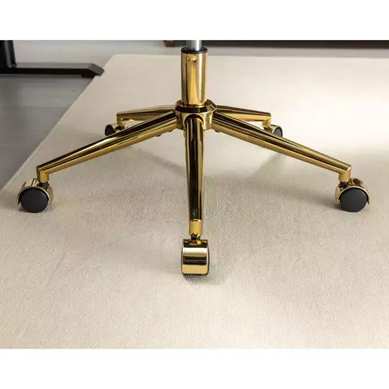 Chaise de bureau chic TUYOHW, chaise de vanité en poil de lapin artificiel, chaise de bureau pivotante à 360° avec base en métal doré, chaise d'ordinateur de 50 à 59 cm de hauteur