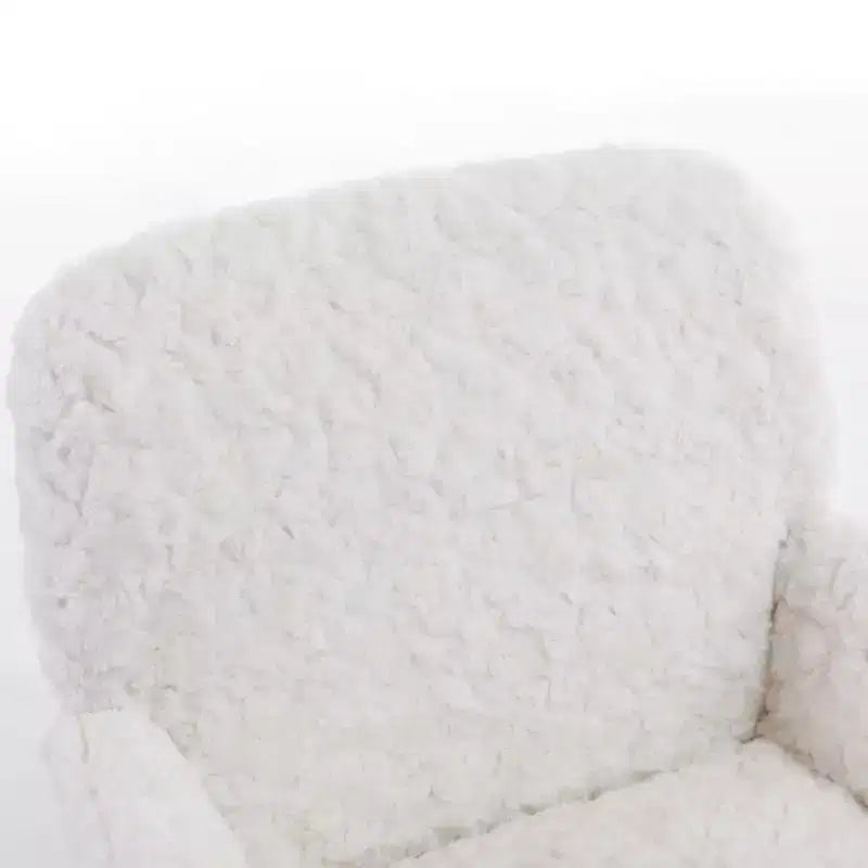 Chaise de bureau chic TUYOHW, chaise de vanité en poil de lapin artificiel, chaise de bureau pivotante à 360° avec base en métal doré, chaise d'ordinateur de 50 à 59 cm de hauteur