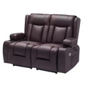 VEVOR Loveseat Recliner Sofa, Power Reclining Couch with Heating & Massage and Timer, PU Leather Electric Recliner Sofa with USB Ports, Brown