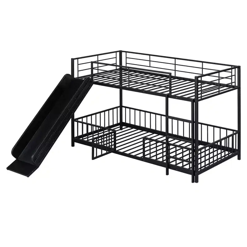 MAYEERTY Lit superposé double en métal, toboggan de sécurité, chambre d'enfant, blanc