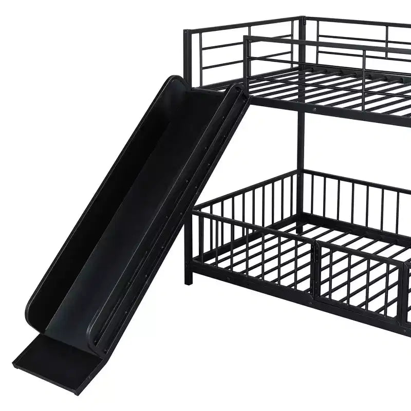 MAYEERTY Lit superposé double en métal, toboggan de sécurité, chambre d'enfant, blanc