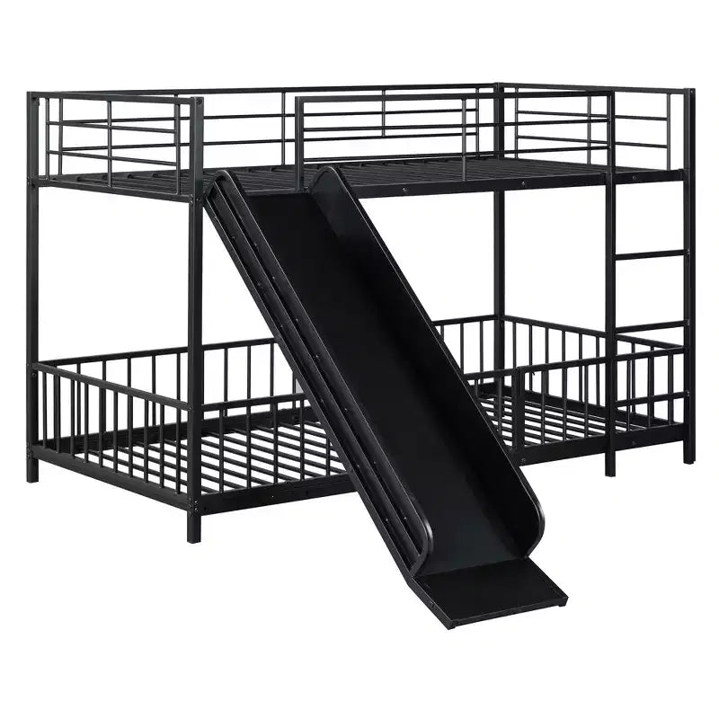 MAYEERTY Lit superposé double en métal, toboggan de sécurité, chambre d'enfant, blanc