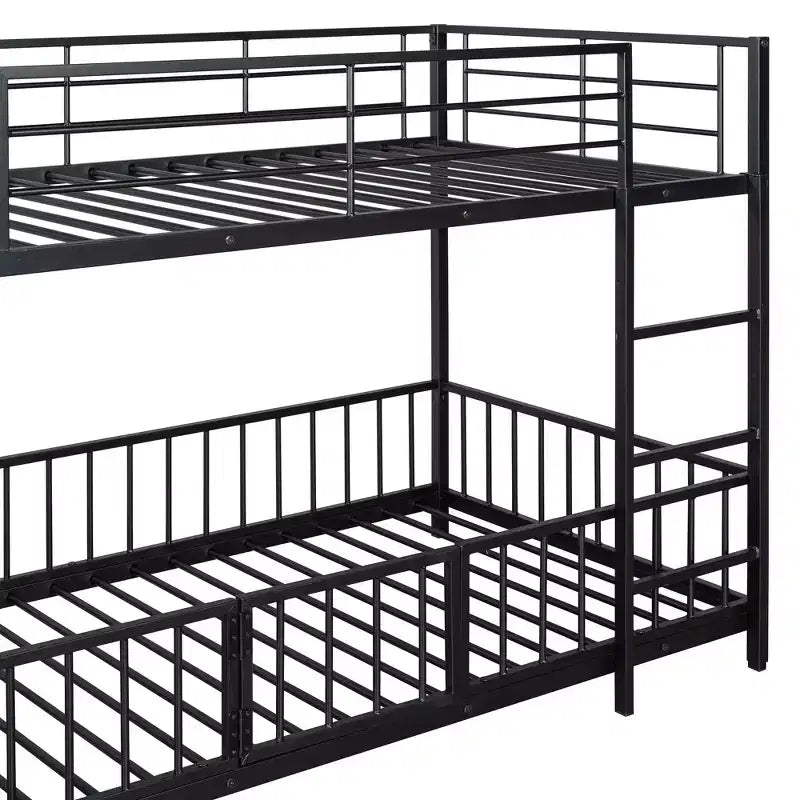 MAYEERTY Lit superposé double en métal, toboggan de sécurité, chambre d'enfant, blanc