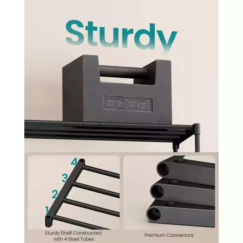 Étagère à chaussures empilable à 8 niveaux, organisateur de chaussures en métal de 92 cm avec une capacité de 10 kg par niveau, vertical et réversible pour l'entrée, noir