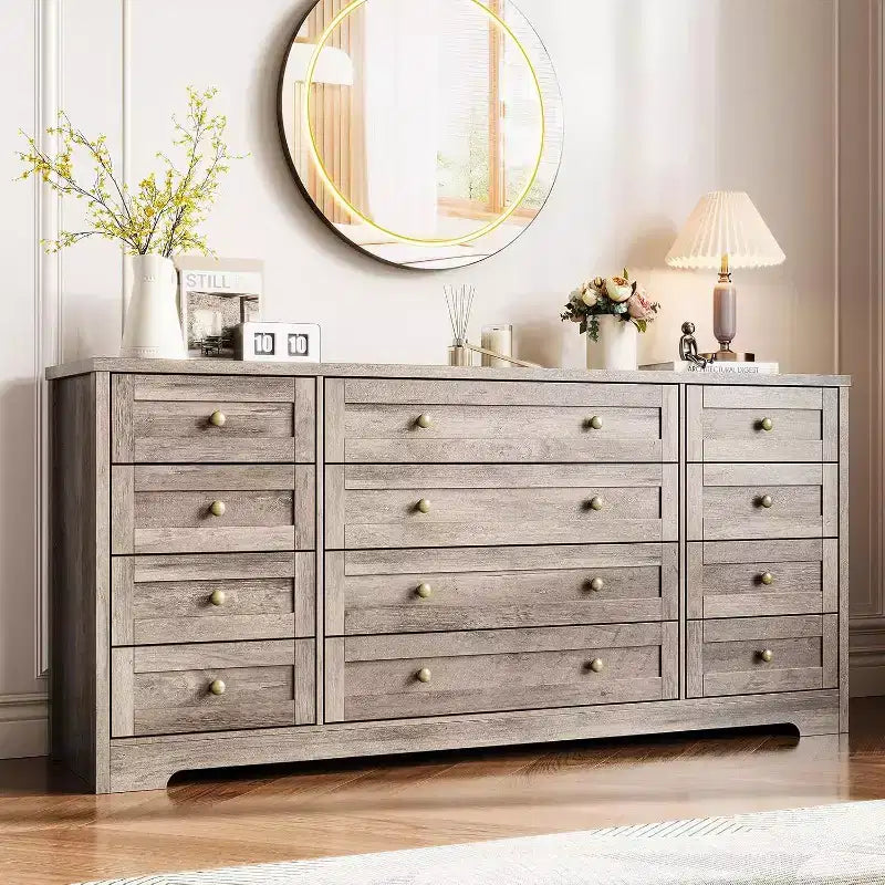 Commode Acekool à 12 tiroirs, large commode moderne et meuble TV pour téléviseur de 65 pouces, organisateur de rangement pour chambre, salon, couloir