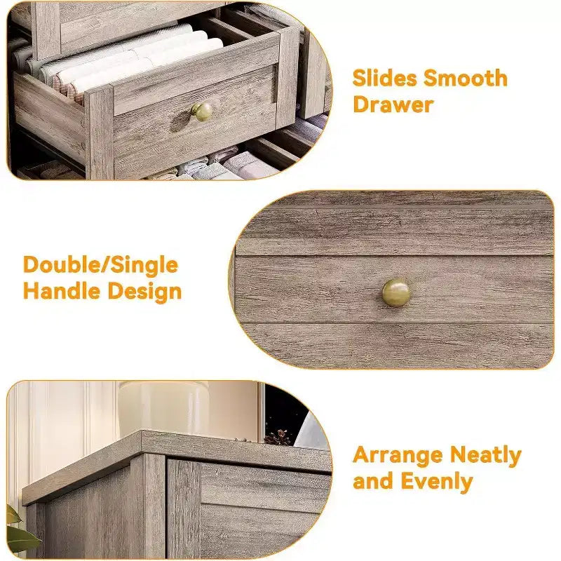 Commode Acekool à 12 tiroirs, large commode moderne et meuble TV pour téléviseur de 65 pouces, organisateur de rangement pour chambre, salon, couloir