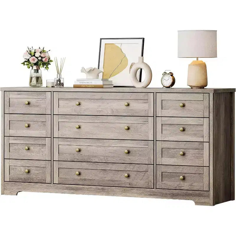 Commode Acekool à 12 tiroirs, large commode moderne et meuble TV pour téléviseur de 65 pouces, organisateur de rangement pour chambre, salon, couloir