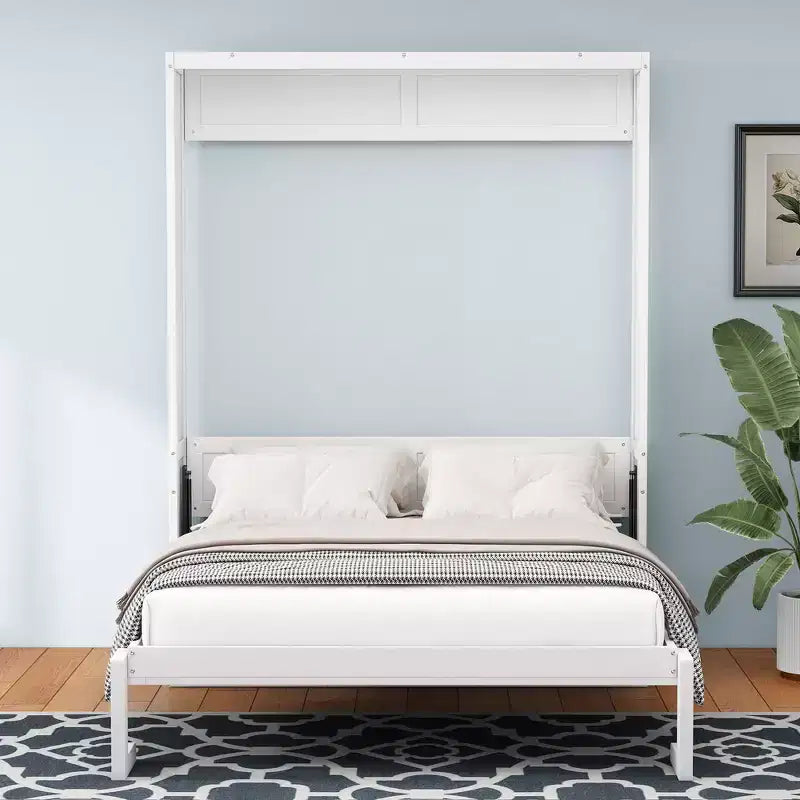 Cadre de lit escamotable pleine grandeur Whisen et lit mural pliant avec armoire de 61,5 po et bureau combiné