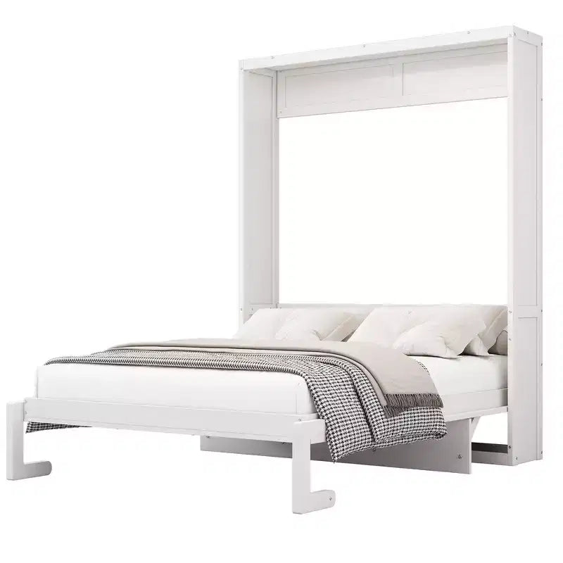 Cadre de lit escamotable pleine grandeur Whisen et lit mural pliant avec armoire de 61,5 po et bureau combiné